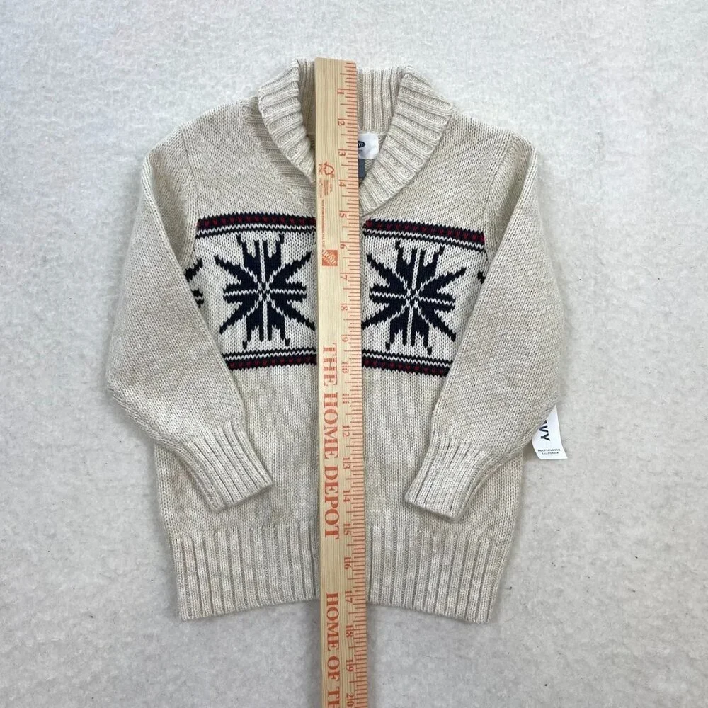 NWT OLD NAVY Snowflake Cotton Collared Button Up Cardigan Sweater Size 2T